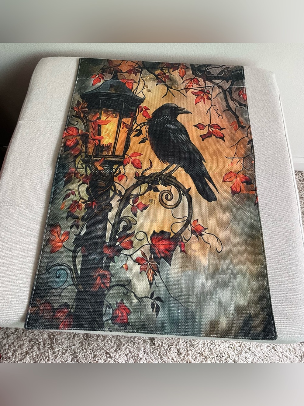 Raven & Lantern Autumn Garden Flag - Black and Orange